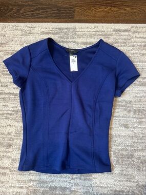 Banana Republic Royal Blue V-Neck Short Sleeve Top